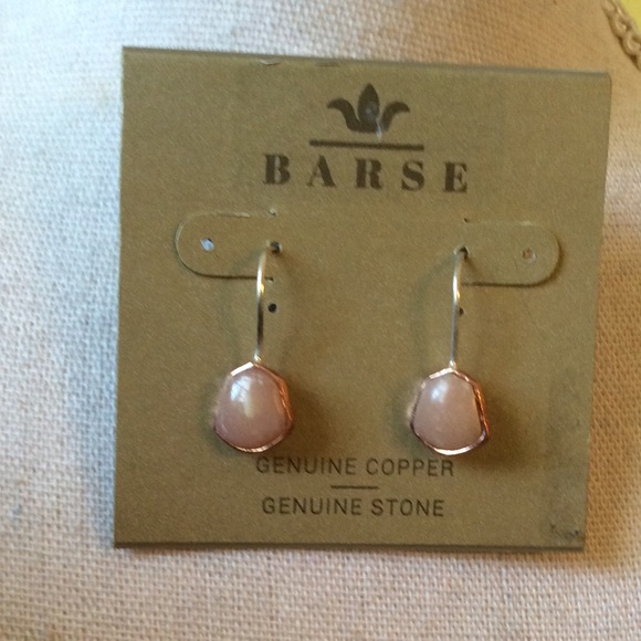 Barse NWT Genuine Pink Opal & Copper Earrings - Picture 1 of 4